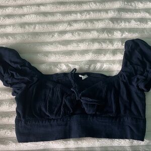 Garage Navy Knit Skirted Bottoms with Front Tie